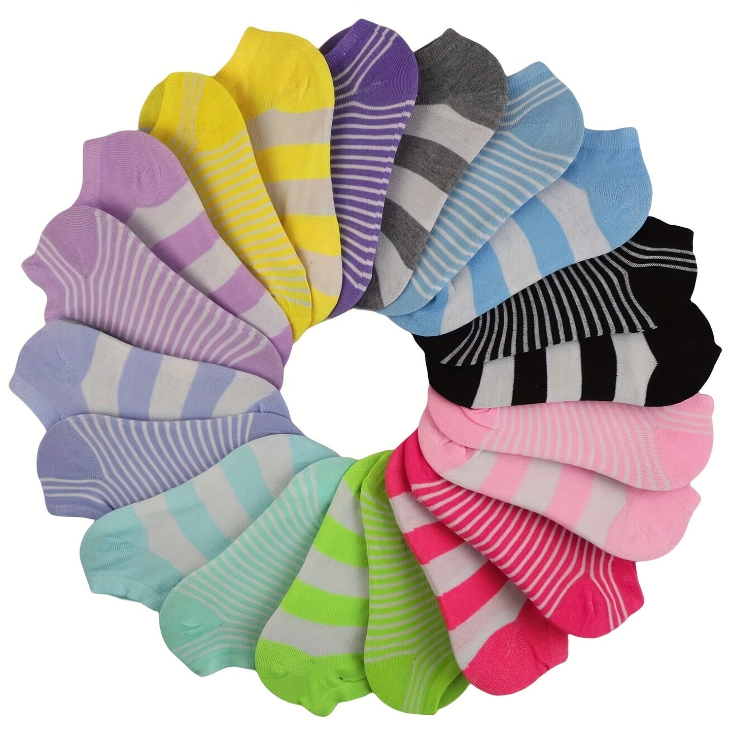 20 Pairs Candy Color Socks, Lightweight & Breathable Low Cut Ankle Socks, Women's Stockings & Hosiery - Hiccupzz