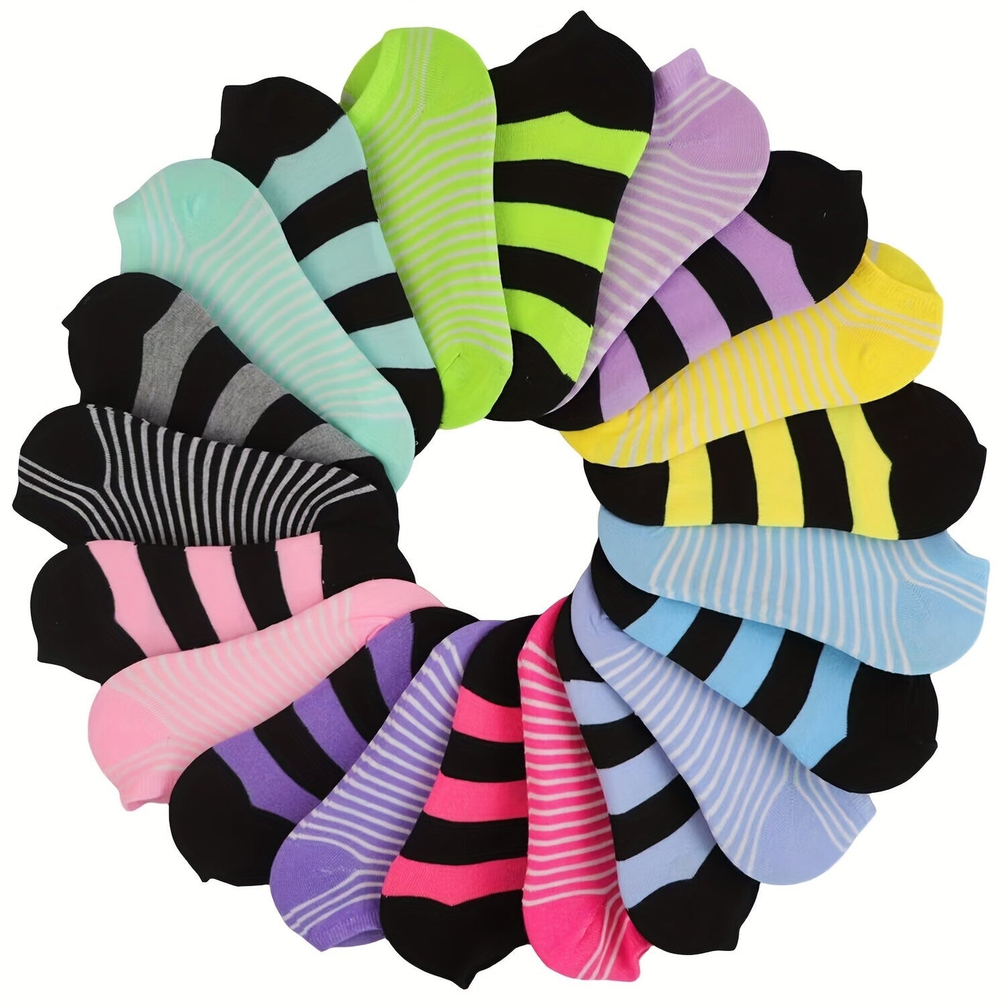 20 Pairs Candy Color Socks, Lightweight & Breathable Low Cut Ankle Socks, Women's Stockings & Hosiery - Hiccupzz