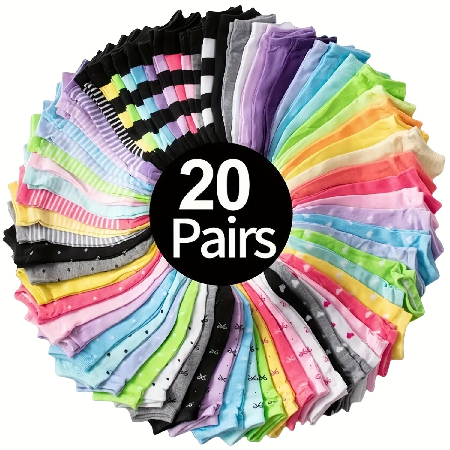 20 Pairs Candy Color Socks, Lightweight & Breathable Low Cut Ankle Socks, Women's Stockings & Hosiery - Hiccupzz