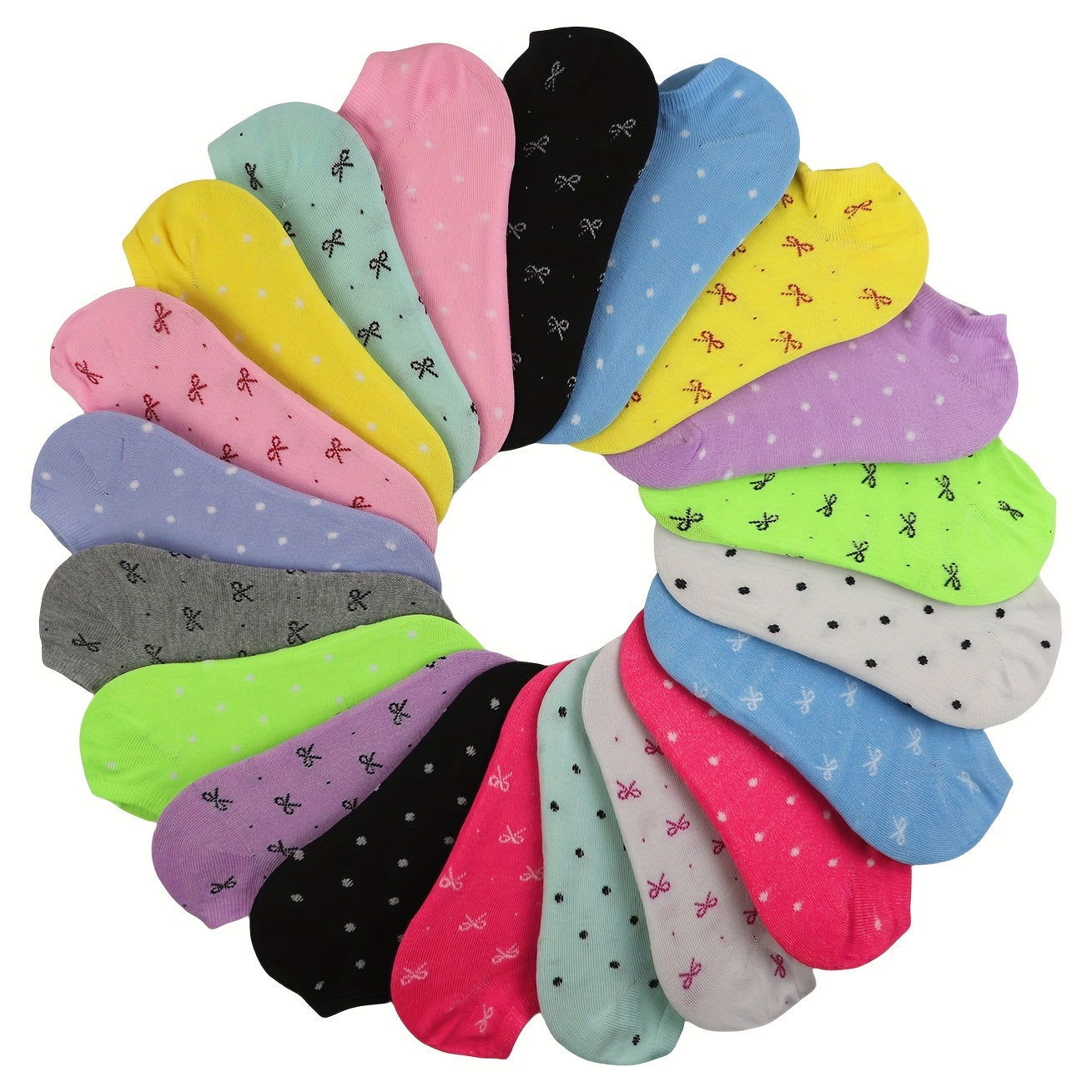 20 Pairs Candy Color Socks, Lightweight & Breathable Low Cut Ankle Socks, Women's Stockings & Hosiery - Hiccupzz