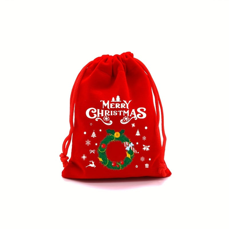 Festive Red Velvet Goody Bags – Ideal for Christmas Party Favors or Jewelry Pouches - Hiccupzz