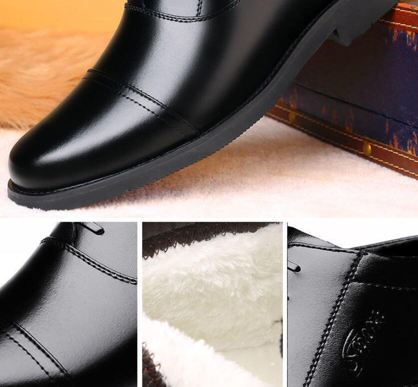 Winter Real Leather With Fleece Lining Men's Cotton Shoes - Hiccupzz