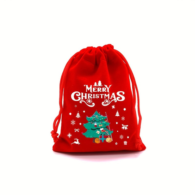 Festive Red Velvet Goody Bags – Ideal for Christmas Party Favors or Jewelry Pouches - Hiccupzz