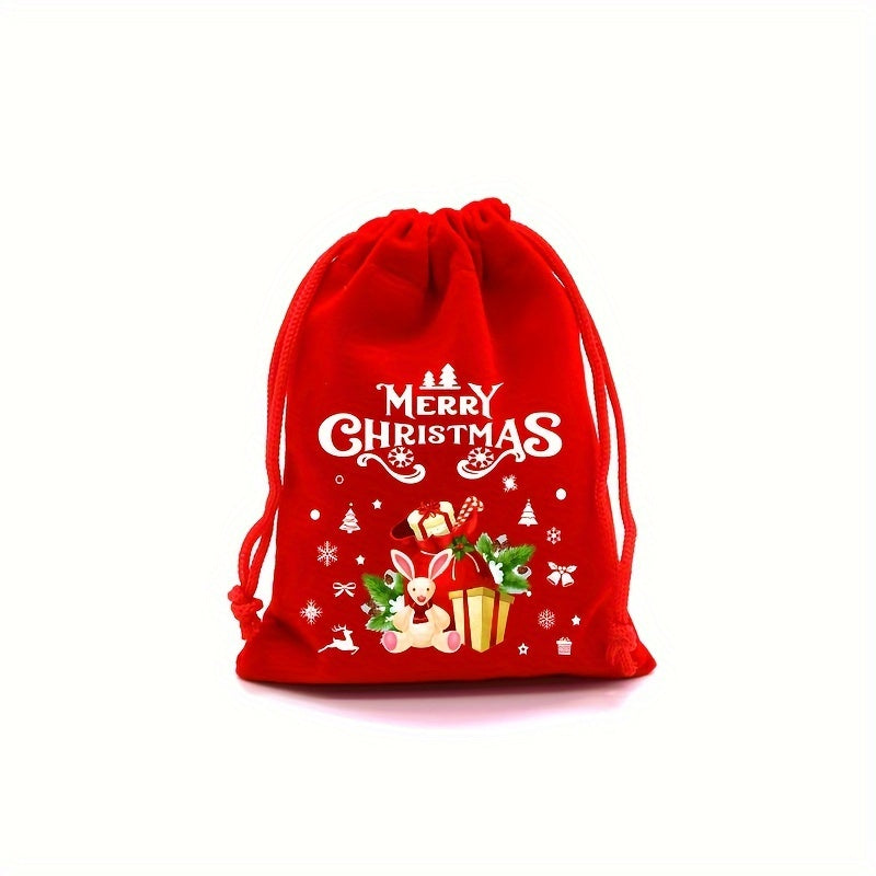 Festive Red Velvet Goody Bags – Ideal for Christmas Party Favors or Jewelry Pouches - Hiccupzz