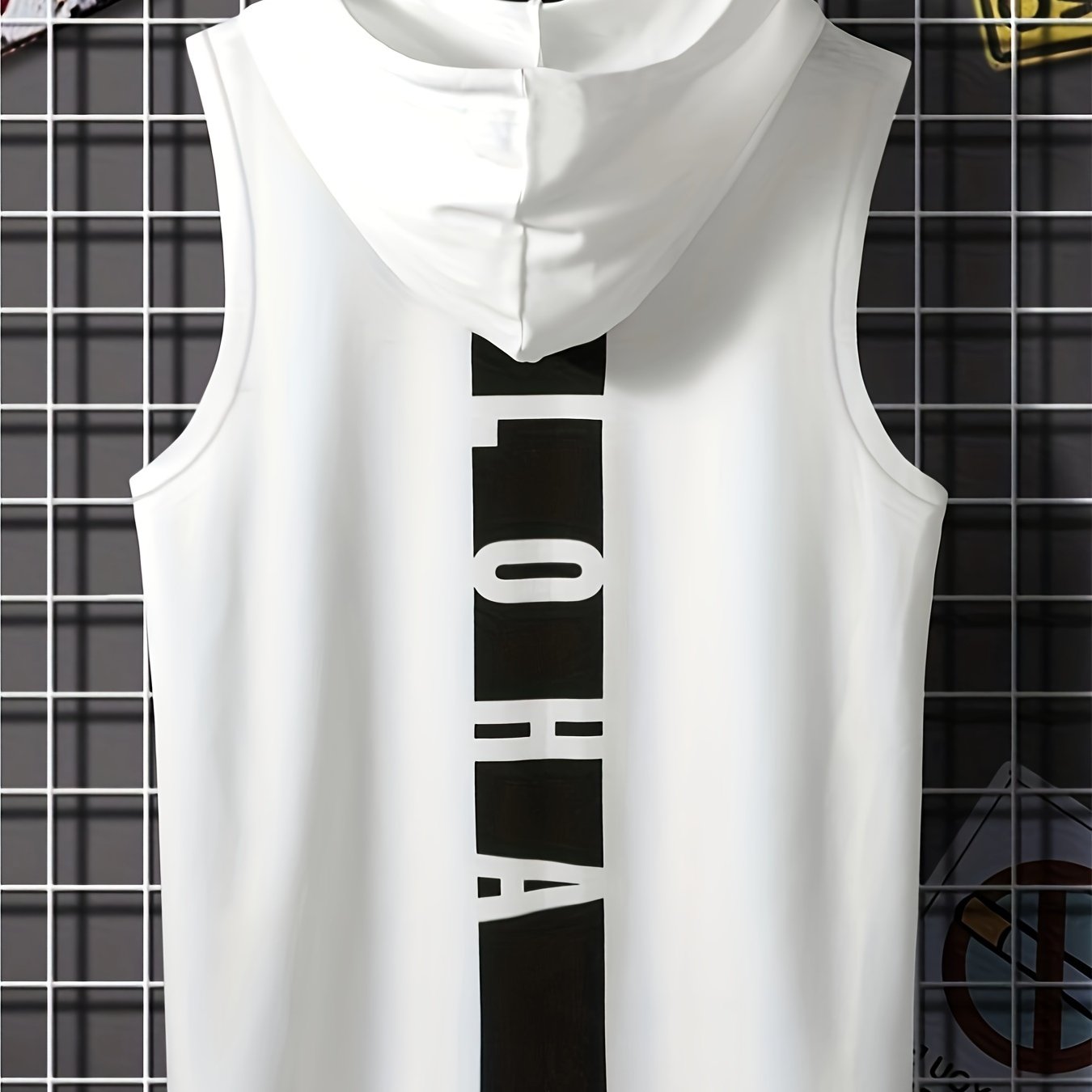 Men's Sleeveless Hooded Tank Top With Letter Print, Casual Sportswear, Gym Fitness Vest - Hiccupzz