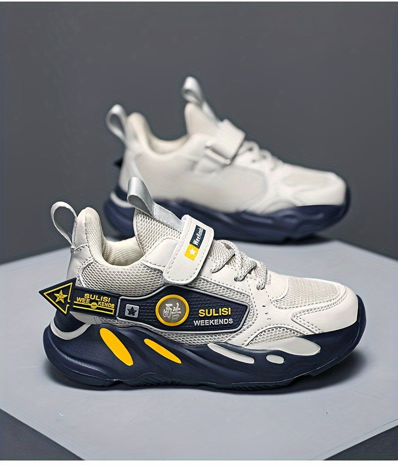 Boys' Casual Low-Top Mesh Sneakers - Breathable, Non-Slip Running Shoes for All Seasons. - Hiccupzz