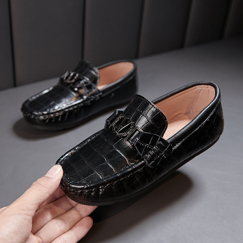Children's Shoes Peas Shoes Children's Slip-on Leather Shoes - Hiccupzz