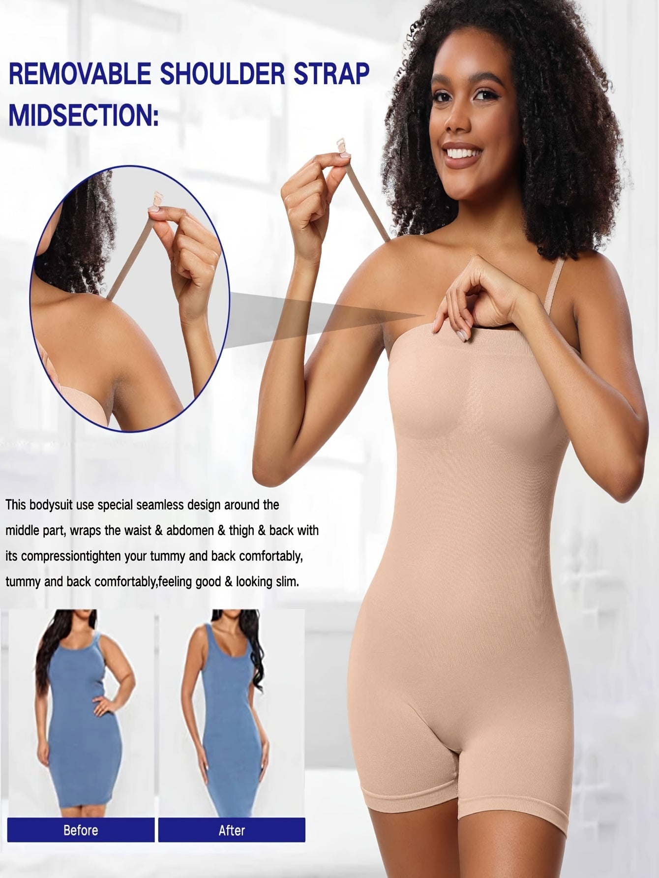 Solid Shapewear Lounge Romper, Tummy Control Butt Lifting Slim Fit Tube Romper, Women's Loungewear - Hiccupzz