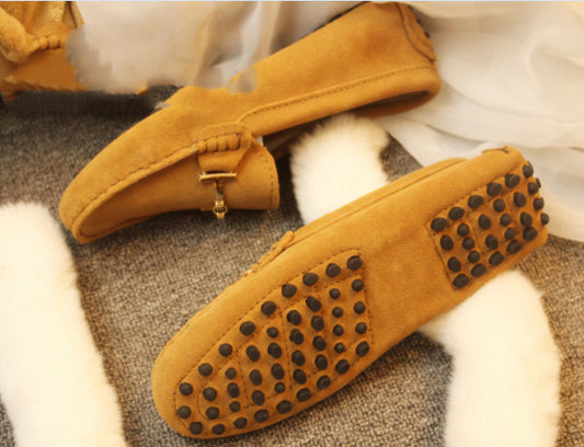 Spring And Autumn New Leather Frosted T Buckle Beanie Shoes - Hiccupzz