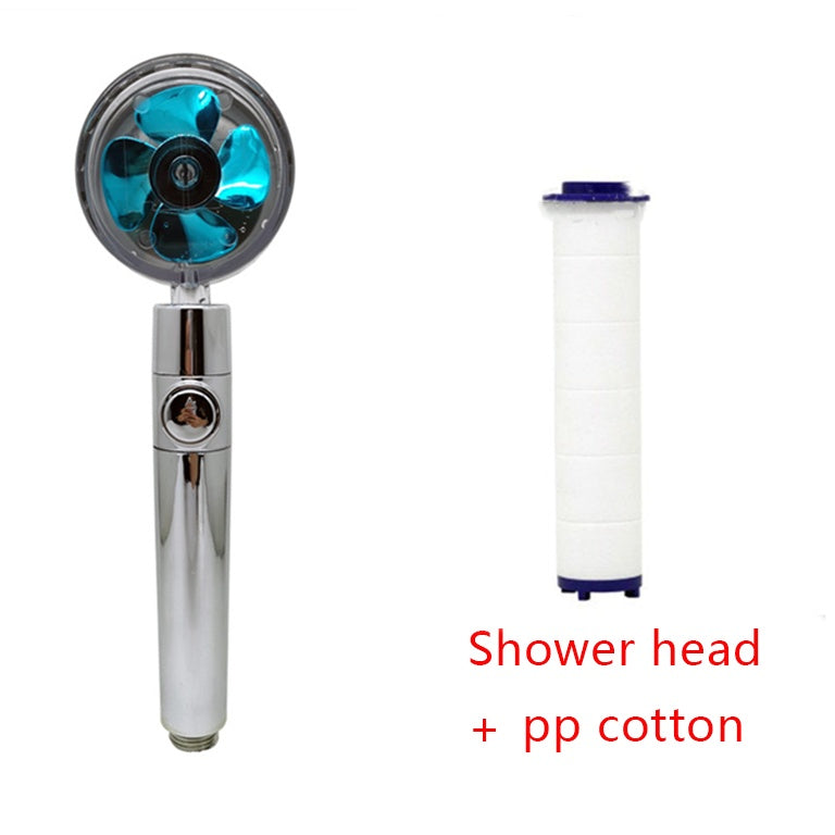Shower Head Water flow 360 Degrees Rotating With Small Fan ABS Rain High Pressure Spray Nozzle Bathroom Accessories - Hiccupzz