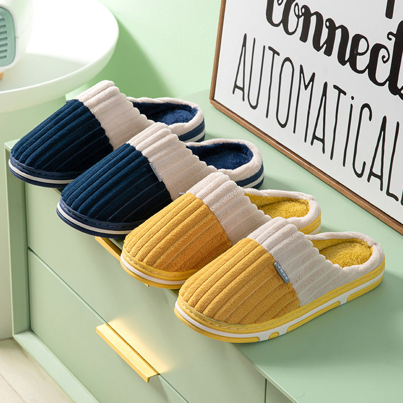 Unisex Winter Slippers Corduroy Shoes Couples Bedroom Slippers Women Men - Hiccupzz