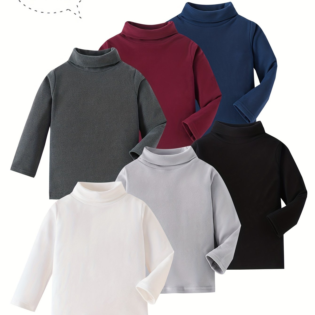 3 Pcs Boys' Fleece-Lined Turtleneck Sweaters - Soft, Warm Knit Pullovers for Fall/Winter - Hiccupzz