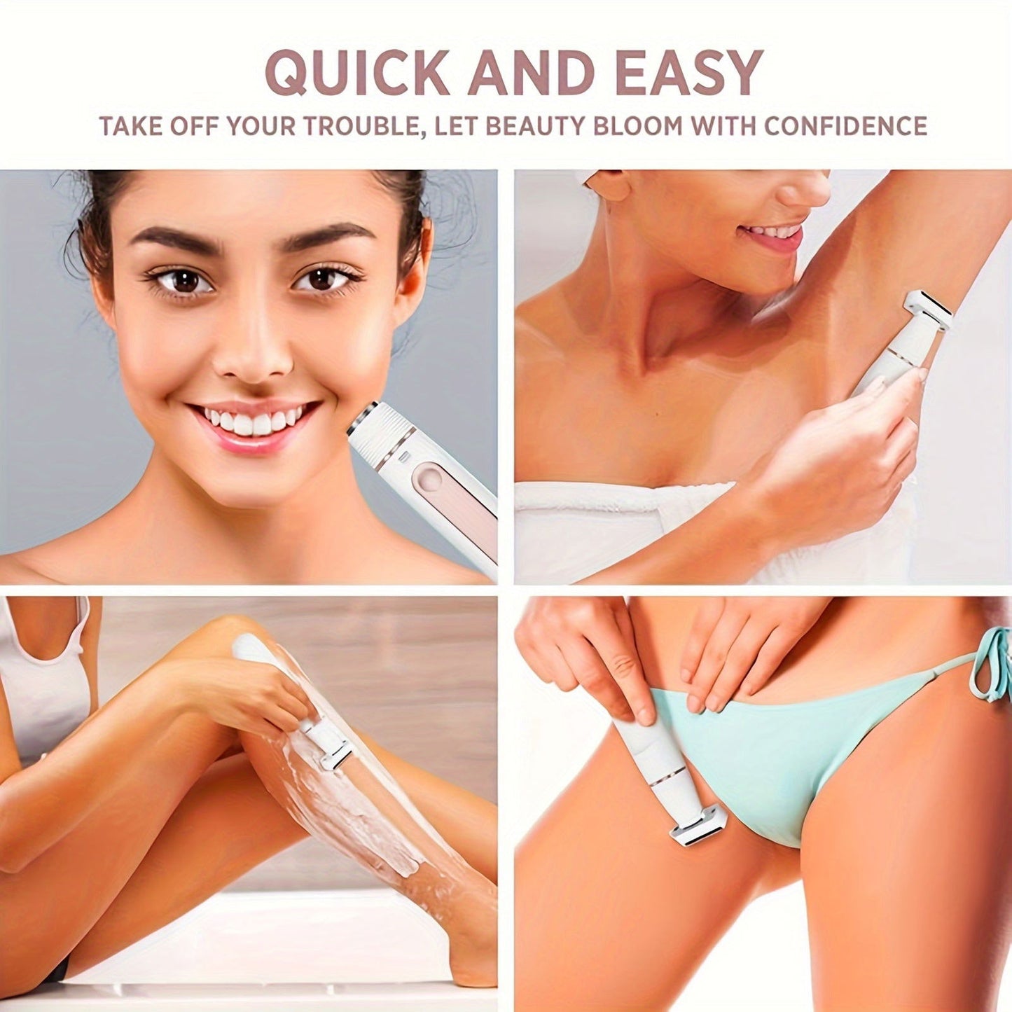 2 in 1 USB Rechargeable Electric Shaver Razors for Women, Painless Body Razors and Facial Hair Remover - Hiccupzz