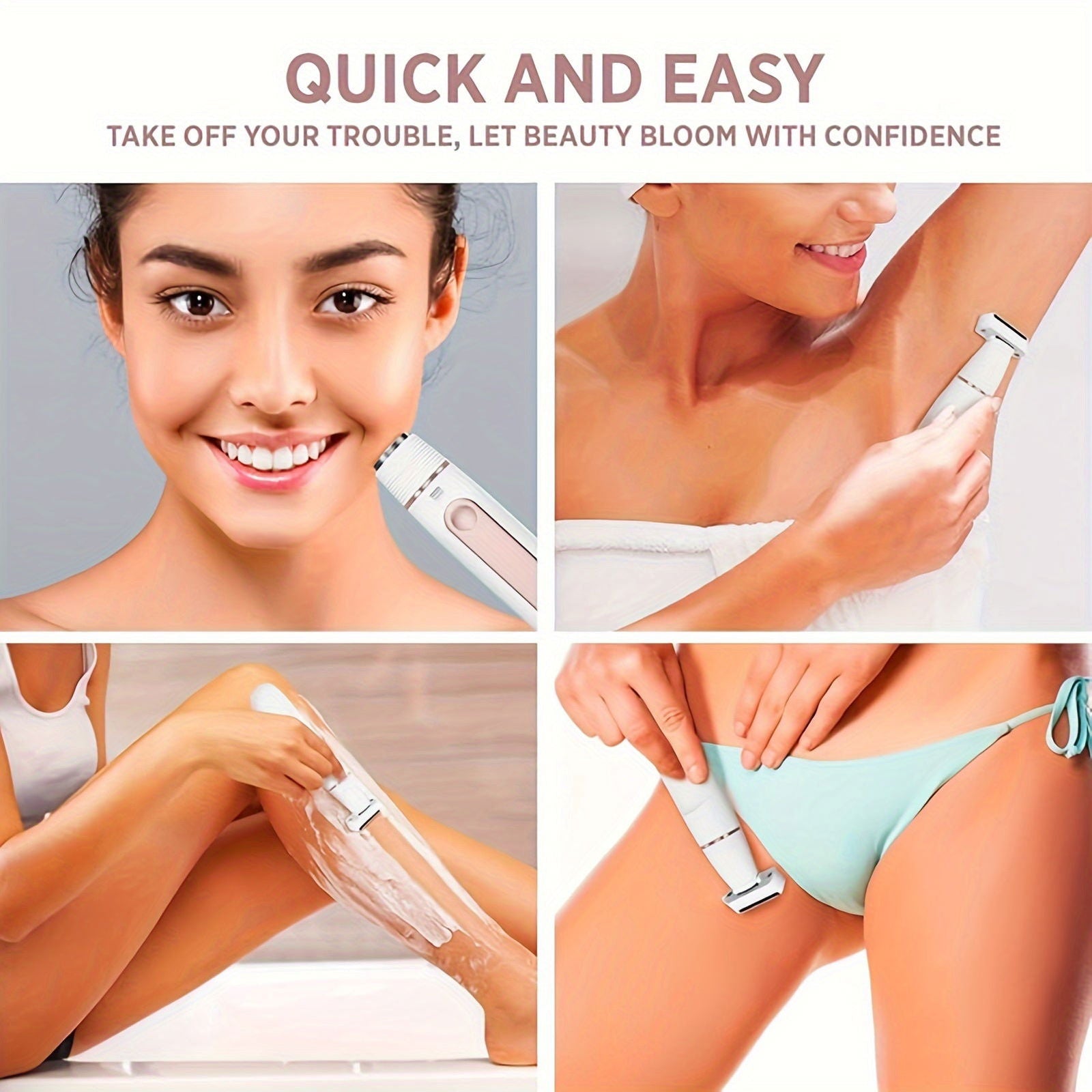 2 in 1 USB Rechargeable Electric Shaver Razors for Women, Painless Body Razors and Facial Hair Remover - Hiccupzz