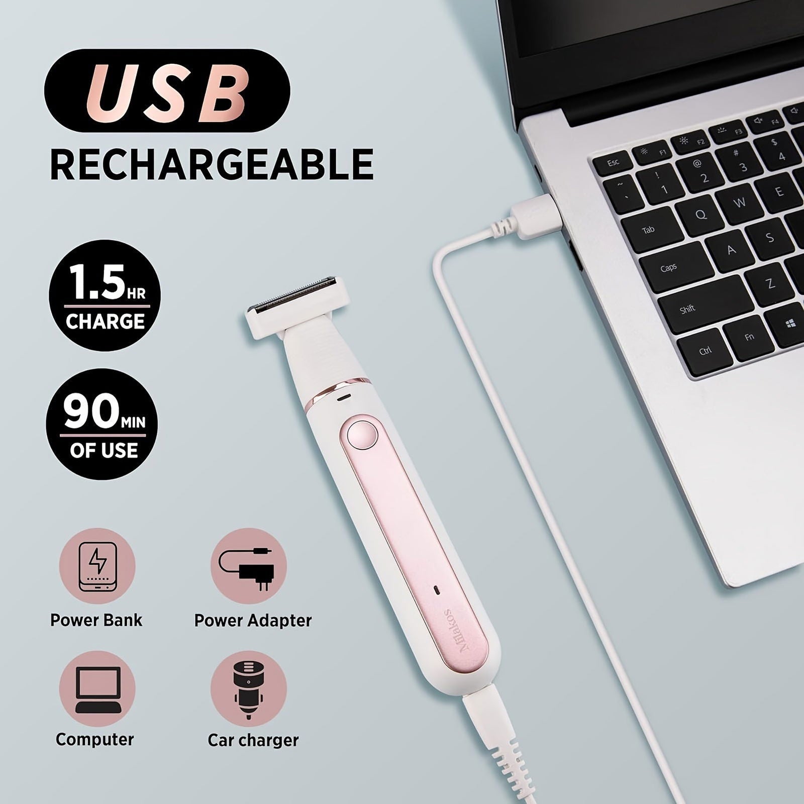 2 in 1 USB Rechargeable Electric Shaver Razors for Women, Painless Body Razors and Facial Hair Remover - Hiccupzz