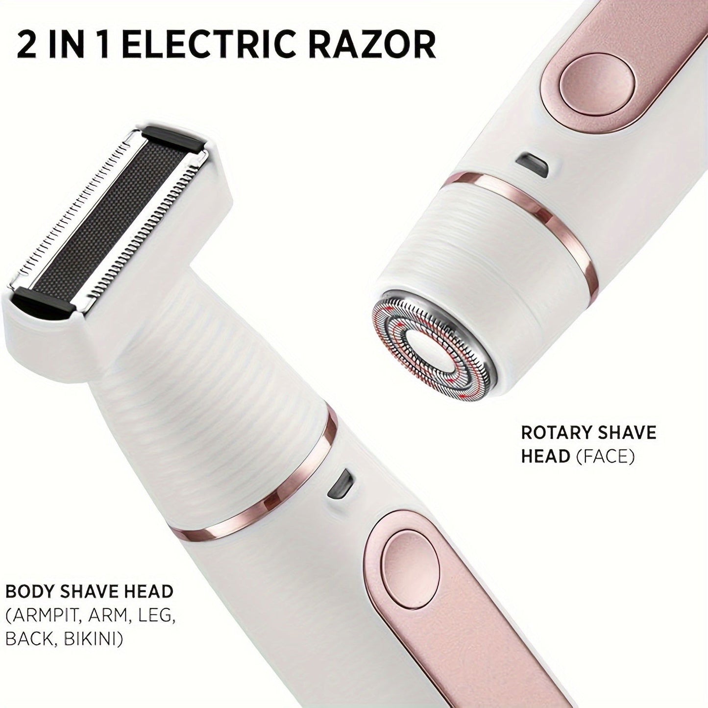 2 in 1 USB Rechargeable Electric Shaver Razors for Women, Painless Body Razors and Facial Hair Remover - Hiccupzz