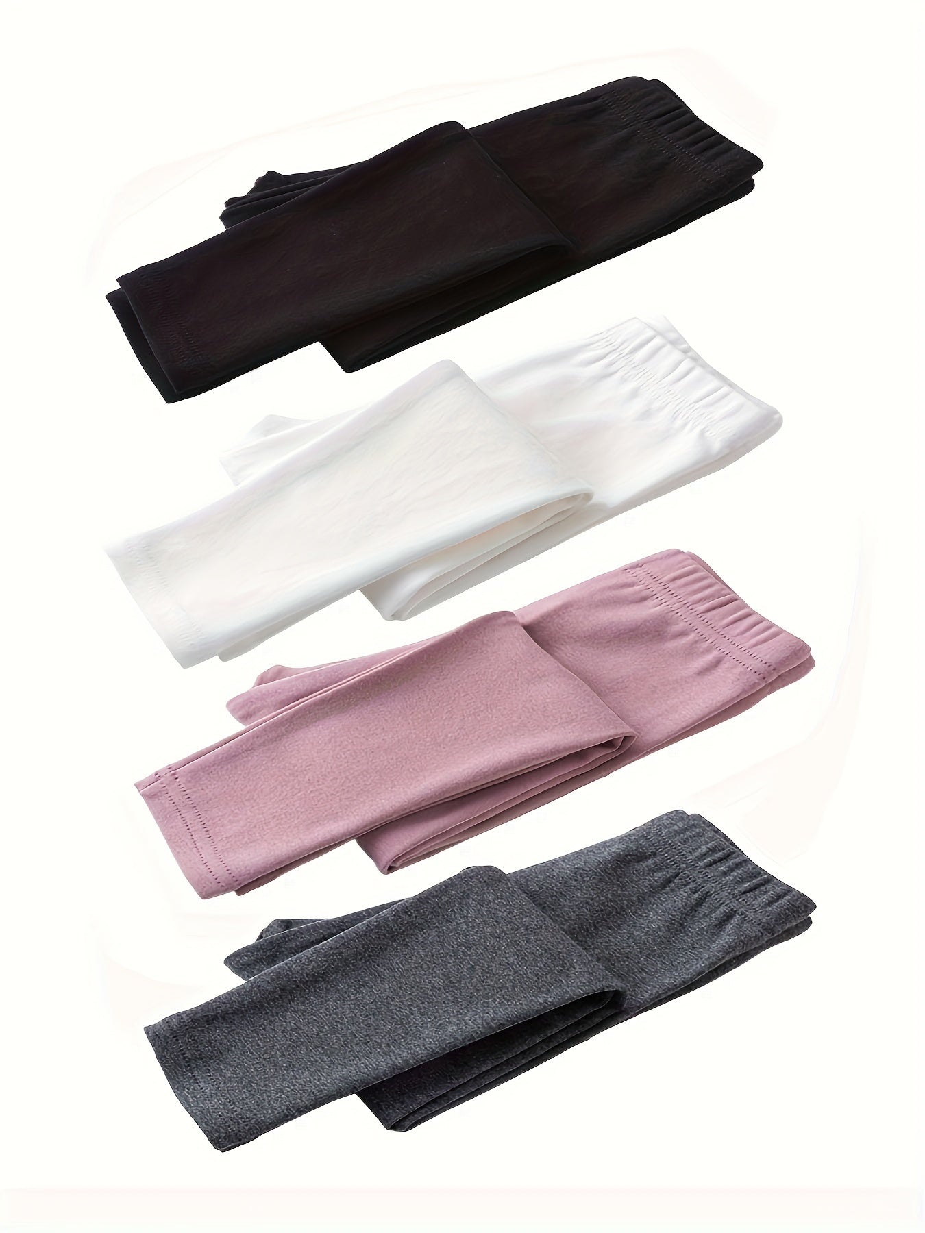 4 Pcs Kids' Thermal Pants Set - Solid Color Knit Fabric, Medium Stretch, Long Length, Mid-Rise Waist, Unisex, for Autumn/Winter - Hiccupzz