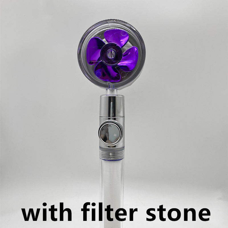 Shower Head Water flow 360 Degrees Rotating With Small Fan ABS Rain High Pressure Spray Nozzle Bathroom Accessories - Hiccupzz