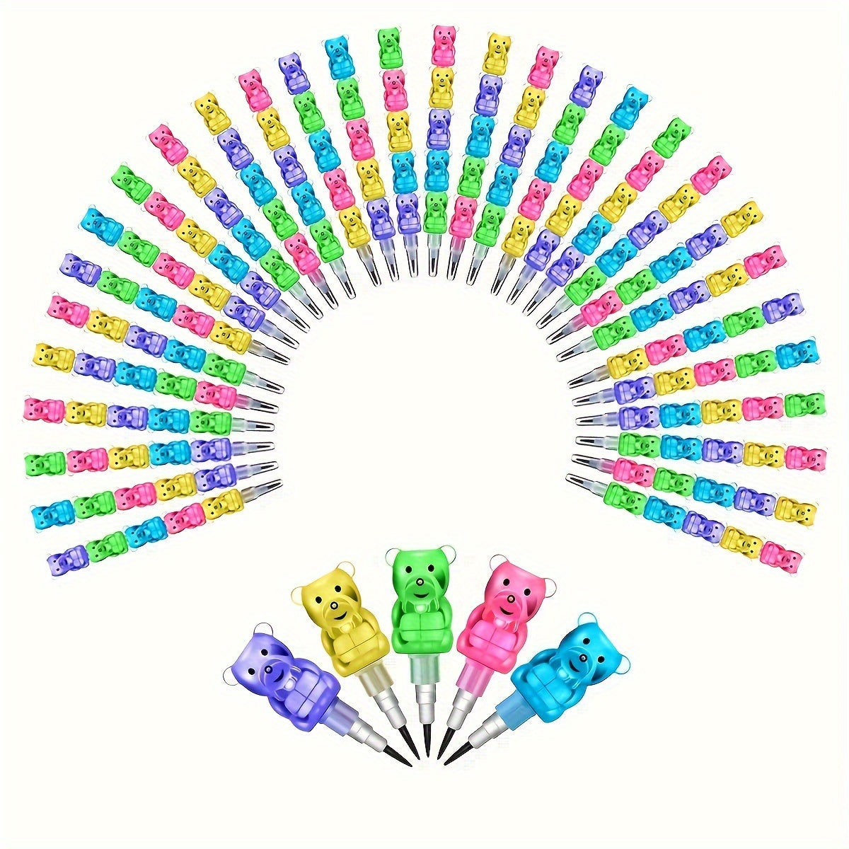 5pcs/10pcs/20pcs Random Creative Bear 5-Section Pencils – Fun Office and School Supplies - Hiccupzz