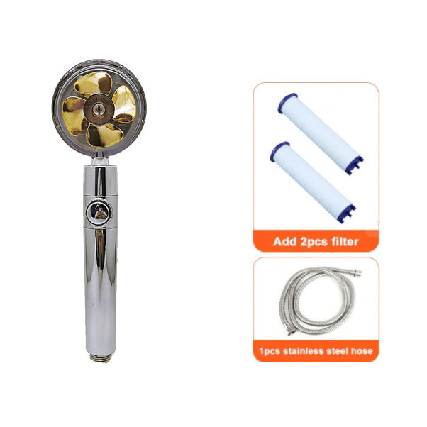 Shower Head Water flow 360 Degrees Rotating With Small Fan ABS Rain High Pressure Spray Nozzle Bathroom Accessories - Hiccupzz