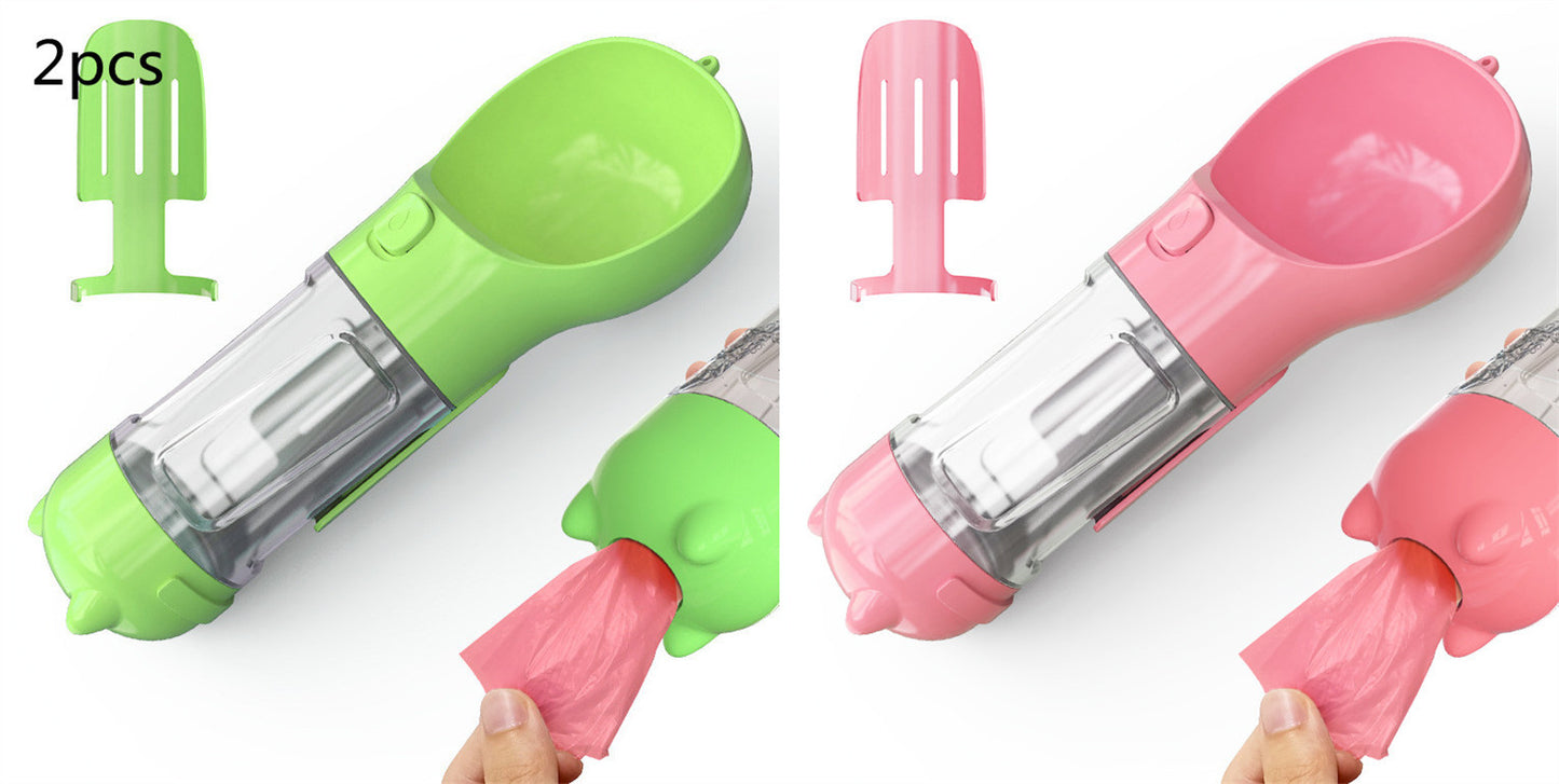 Pet Water Bottle Feeder Bowl Garbage Bag Storage Portable Pet Outdoor Travel 3 In 1 Dog Water Bottle - Hiccupzz