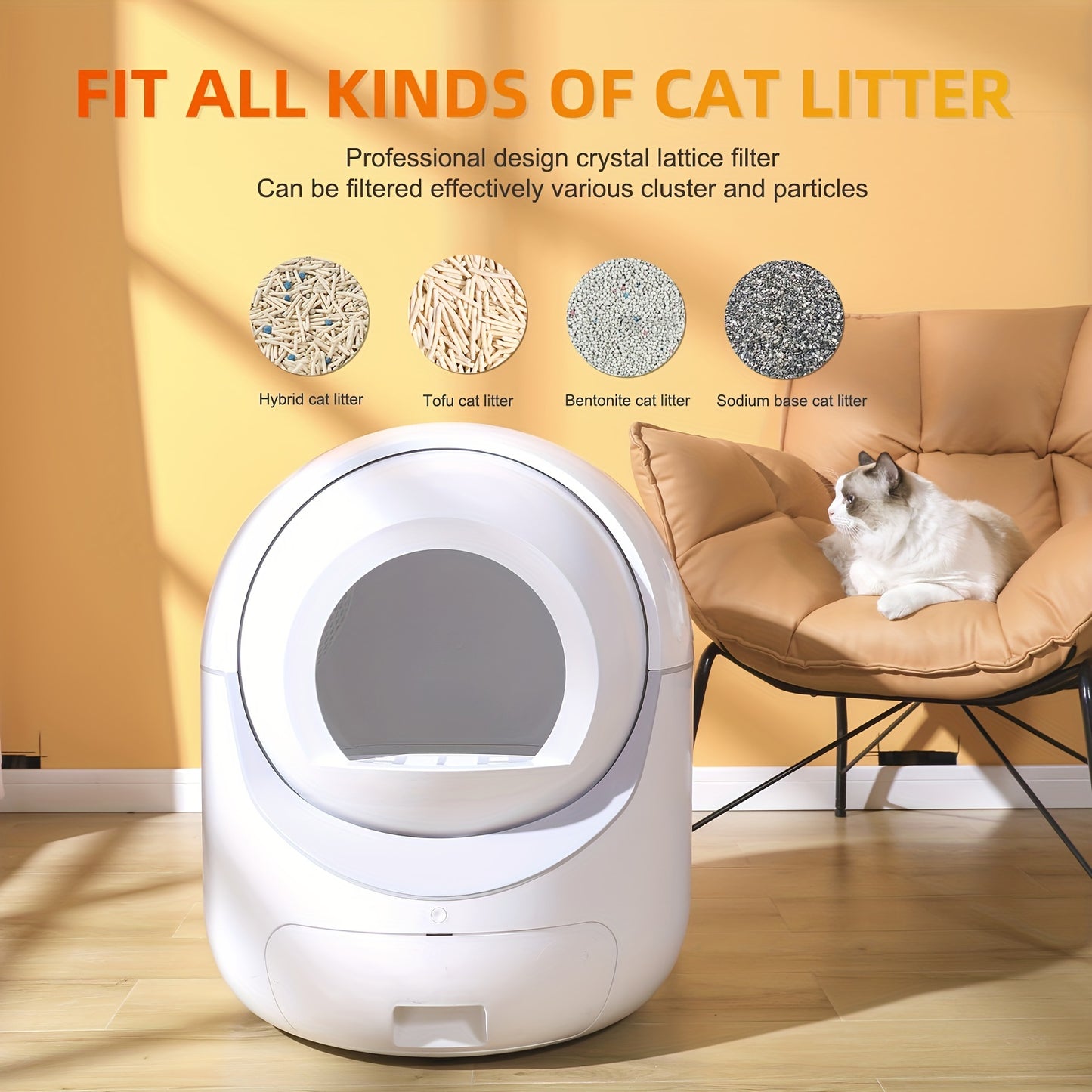 Self-Cleaning Cat Litter Box with APP Control - Automatic Odor Removal & Safety Protection for Multiple Cats - Hiccupzz