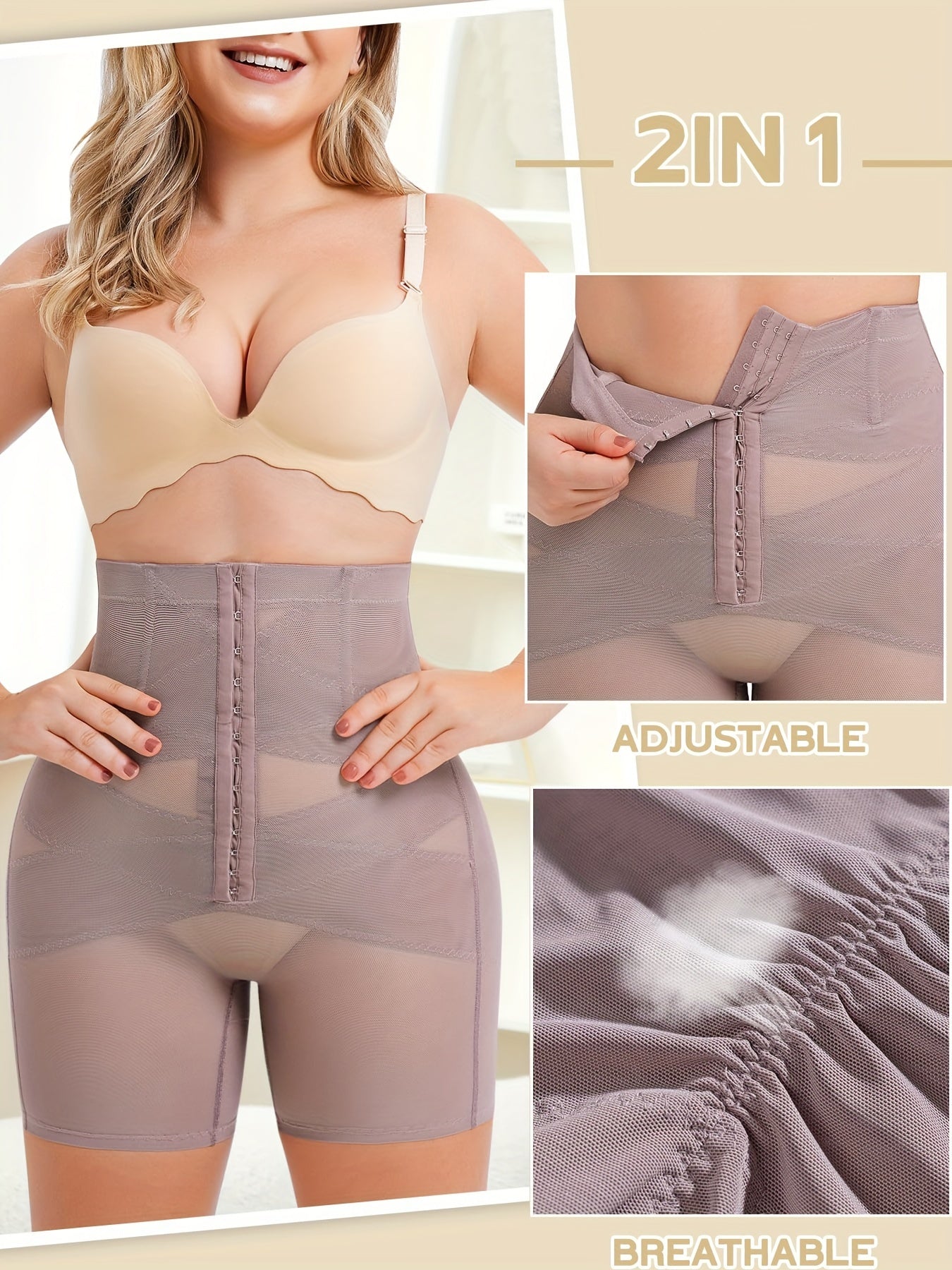 Women's High-Waist Shapewear Tummy Control Body Shaper Shorts, Butt Lifter Panties, Adjustable Waist Trainer, Breathable Fabric, With 4 Steel Bones - Hiccupzz