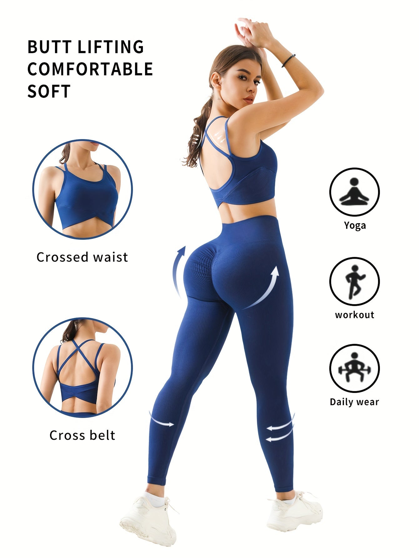 2pcs Women's Backless Sports Bra and Hip Lift Leggings Set - Perfect for Workouts and Running - Hiccupzz