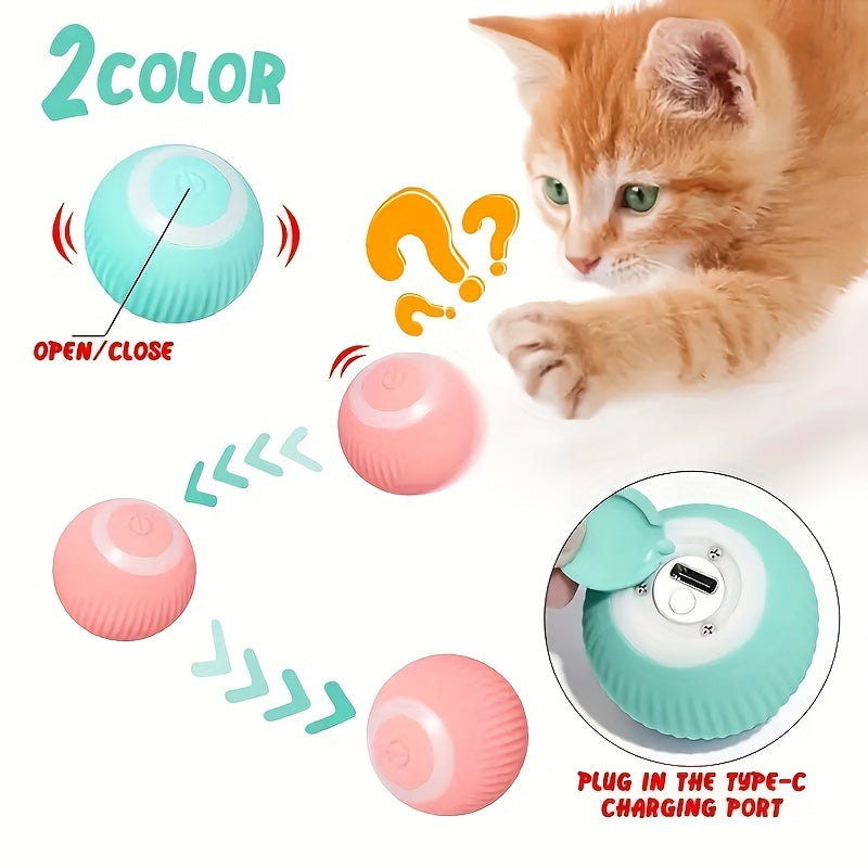 Intelligent Cat Toy: Self-Entertainment Teasing Stick and Rolling Ball, Automatic Electric Teasing Ball for Cats - Hiccupzz