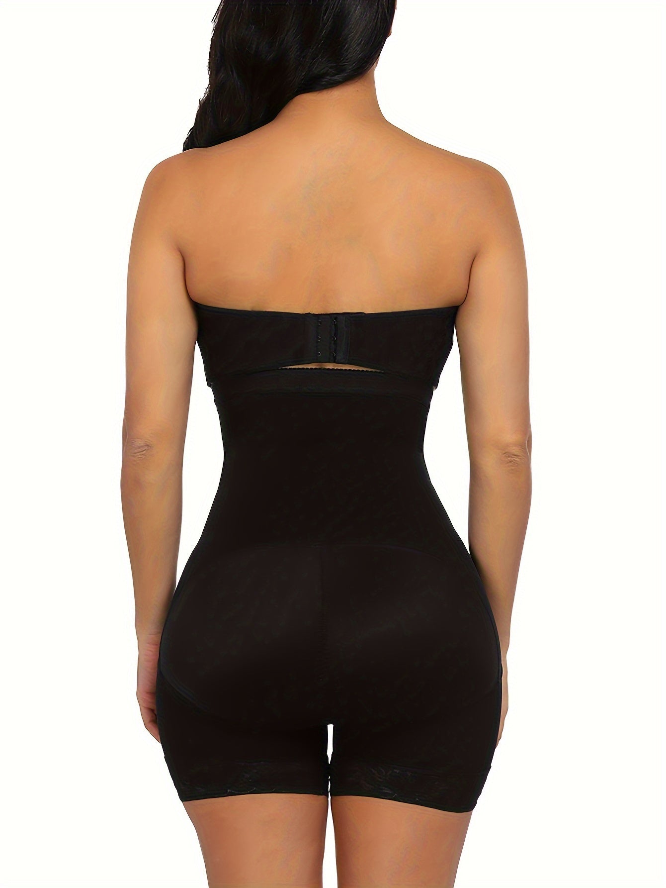 Women's Plus Simple Shapewear Shorts, Plus Size Contrast Lace Trim Front Closure Butt Lifting Thigh Slimmer Body Shaper - Hiccupzz