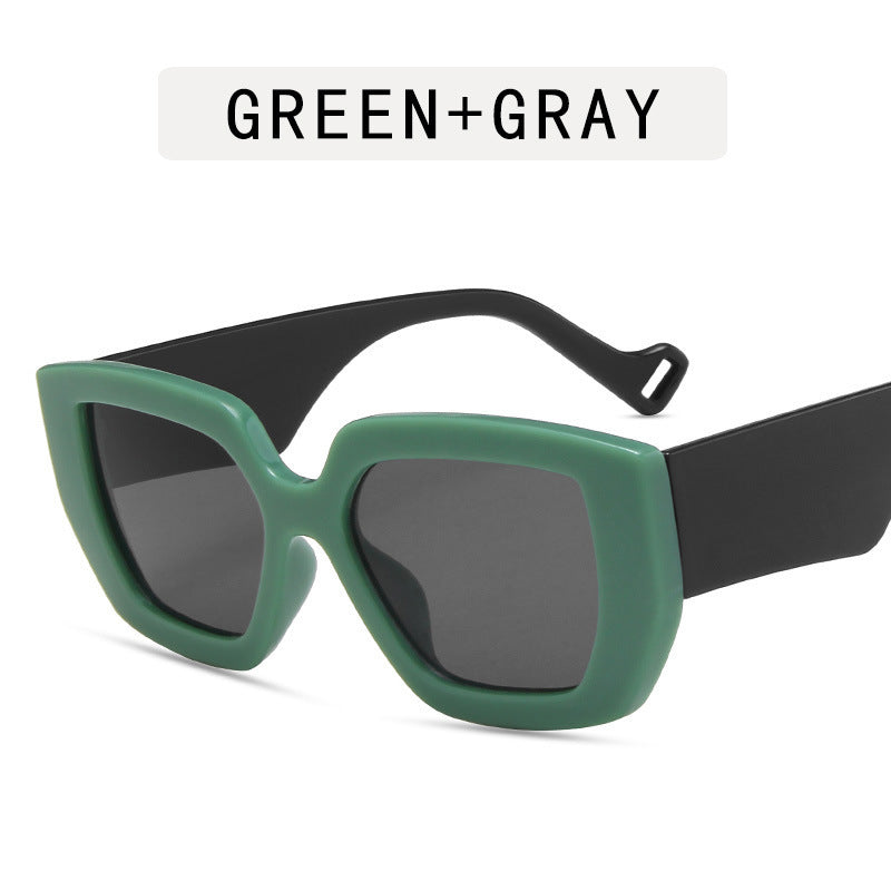 Modern Retro Ins Sunglasses Women's Polygonal Contrast Sunglasses Thick Edge Trendy Sunglasses - Hiccupzz