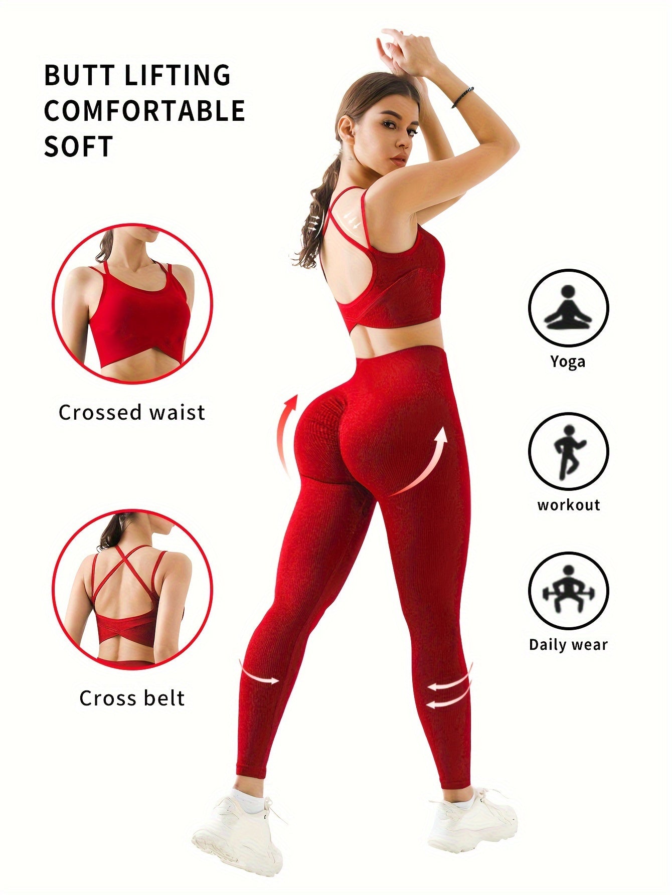 2pcs Women's Backless Sports Bra and Hip Lift Leggings Set - Perfect for Workouts and Running - Hiccupzz