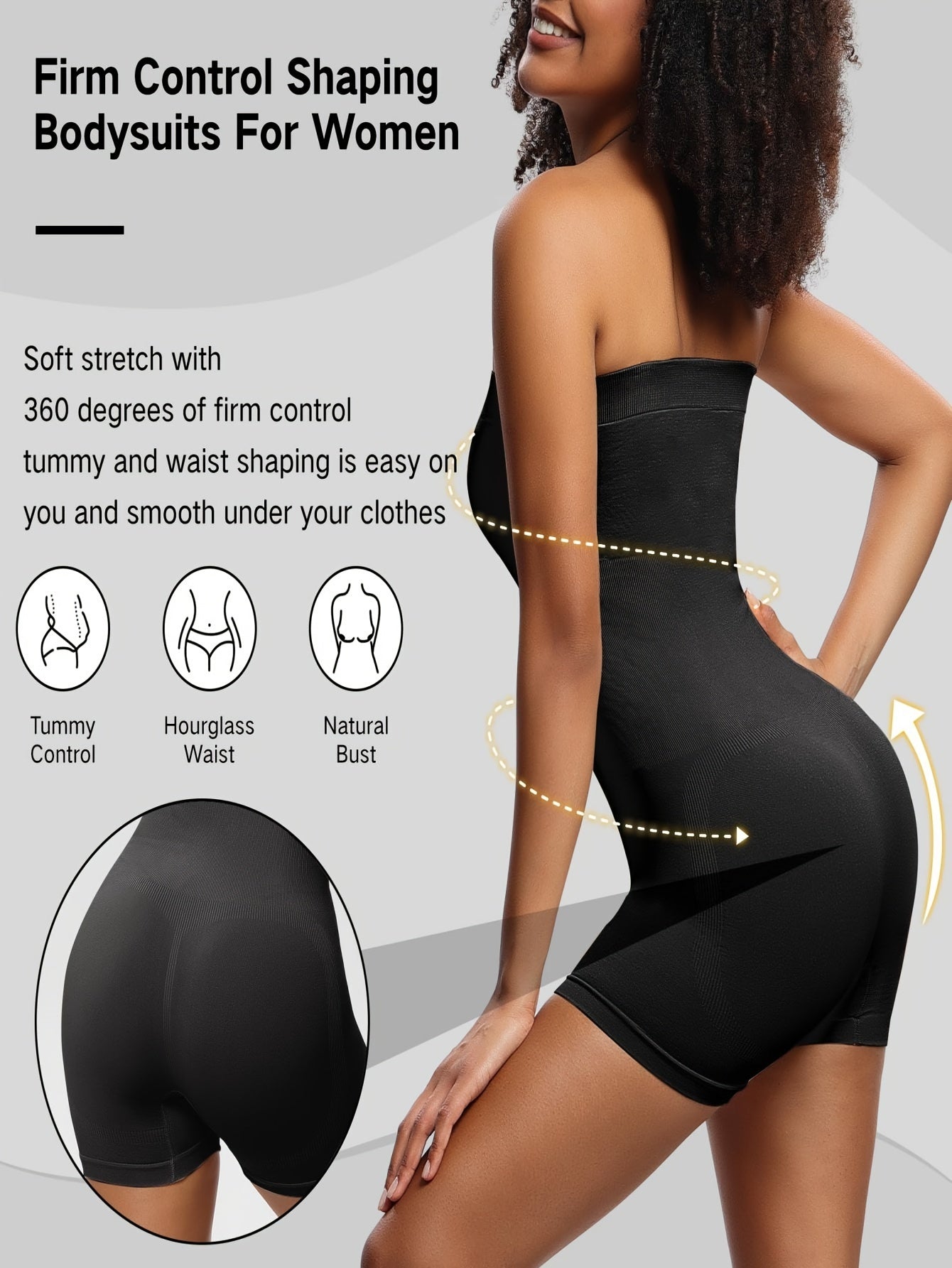 Solid Shapewear Lounge Romper, Tummy Control Butt Lifting Slim Fit Tube Romper, Women's Loungewear - Hiccupzz