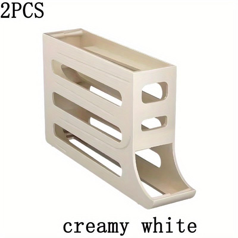 4-Tier Rolling Egg Dispenser for Refrigerator – Automatic 30-Egg Storage Rack for Kitchen