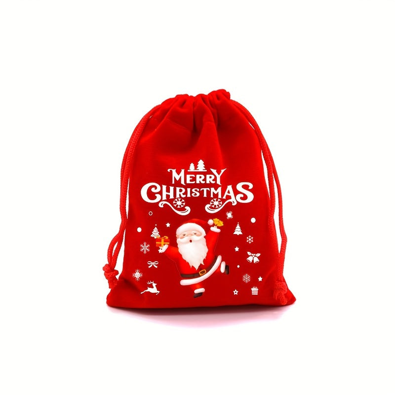 Festive Red Velvet Goody Bags – Ideal for Christmas Party Favors or Jewelry Pouches - Hiccupzz