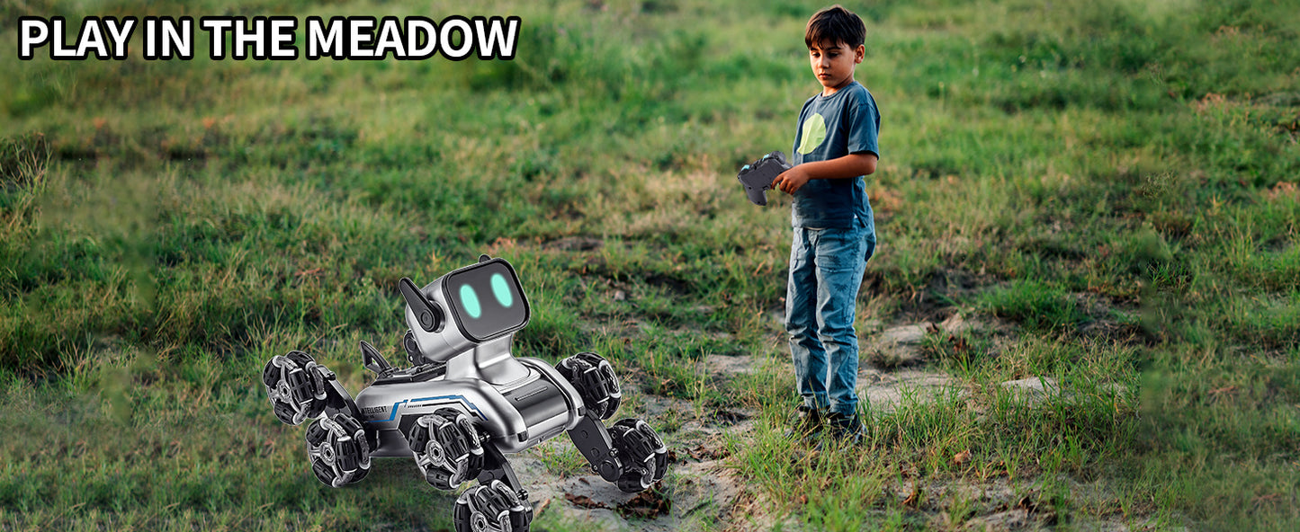 1 Pc Gesture-Controlled Robot Dog RC Car, 8WD All-Terrain Stunt Vehicle, USB Rechargeable Battery Powered, Plastic, for Kids Ages 8-13