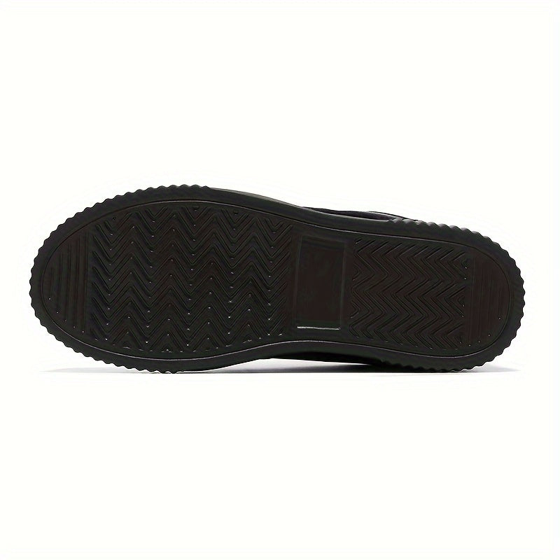 Men's Solid High Top Skate Shoes, Non Slip Comfy Lace Up Casual Shoes For Outdoor Walking Traveling, All Seasons - Hiccupzz