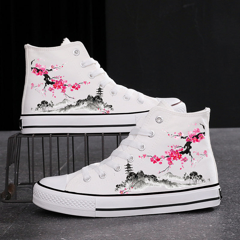 High-top Canvas Shoes Chinese Style National Fashion Ink Bamboo Leisure Couple Sneakers - Hiccupzz