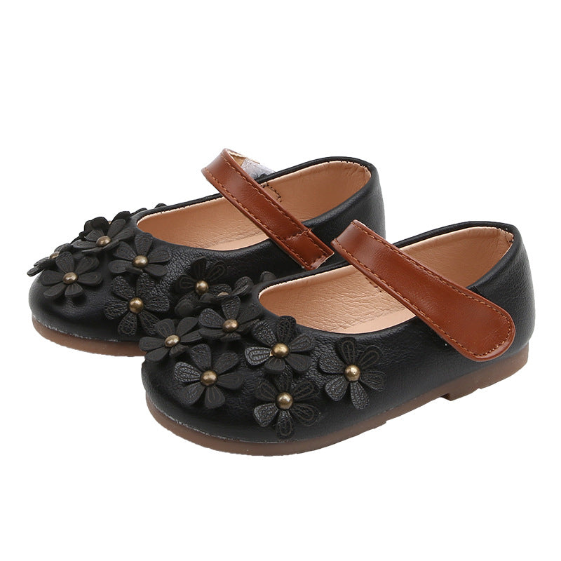 Girls' Small Leather Shoes, Female Babies, Flower Single Shoes, Soft Soles, Little Girls - Hiccupzz