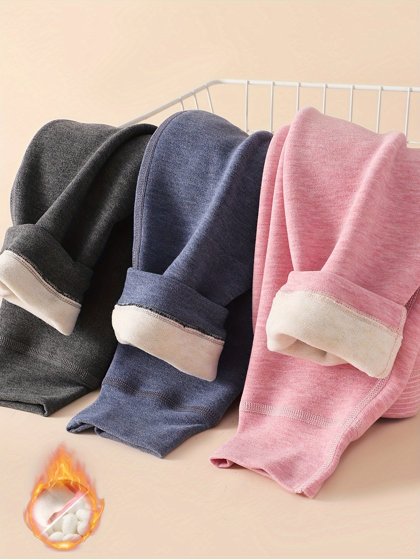 3-Pack Kids' Winter Thermal Pants - 100% Polyester Striped Knit Fabric, Warm Bottoms for Boys & Girls - Hiccupzz