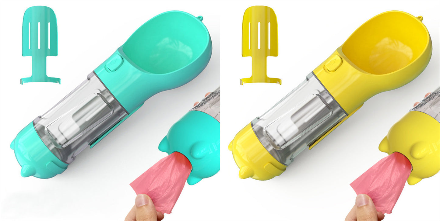 Pet Water Bottle Feeder Bowl Garbage Bag Storage Portable Pet Outdoor Travel 3 In 1 Dog Water Bottle - Hiccupzz