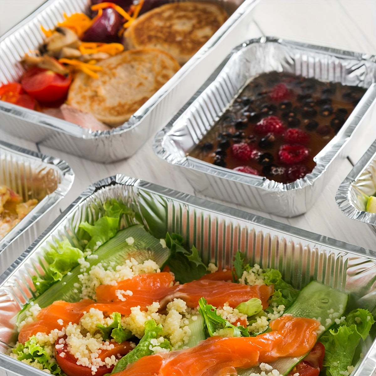 50-Pack Disposable Aluminum Pans with Lids – 8.2"x5.6", Oven & Freezer Safe - Hiccupzz