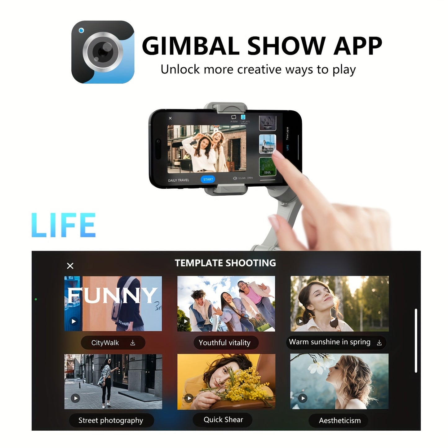3-Axis Smartphone Gimbal with ActiveTrack, Auto Tracking, Portable & Foldable for Video Recording and Vlogging - Hiccupzz