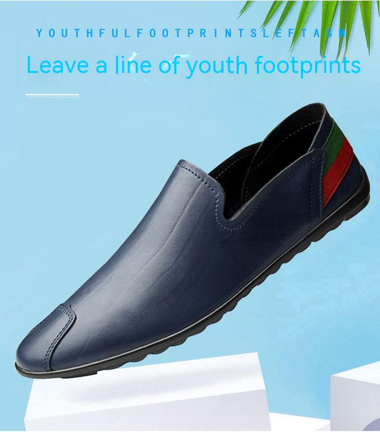 Men's Tods Casual Low-top Slip-on Leather Shoes Slip-on Plus Size Driving Shoes - Hiccupzz