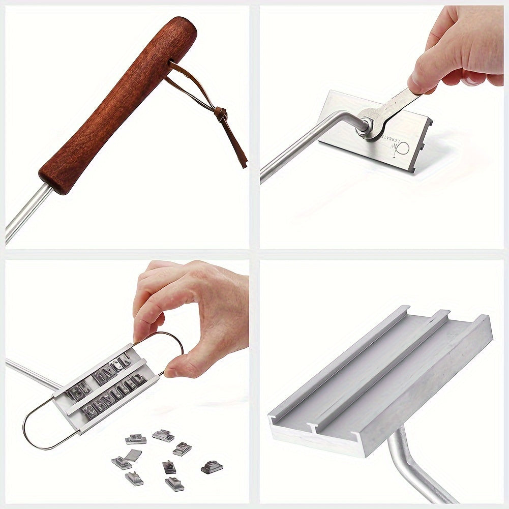 Customizable BBQ Branding Iron with 55 Letters - Durable Wooden Handle, Easy to Clean - Perfect for Steaks, Burgers & Grill Accessories