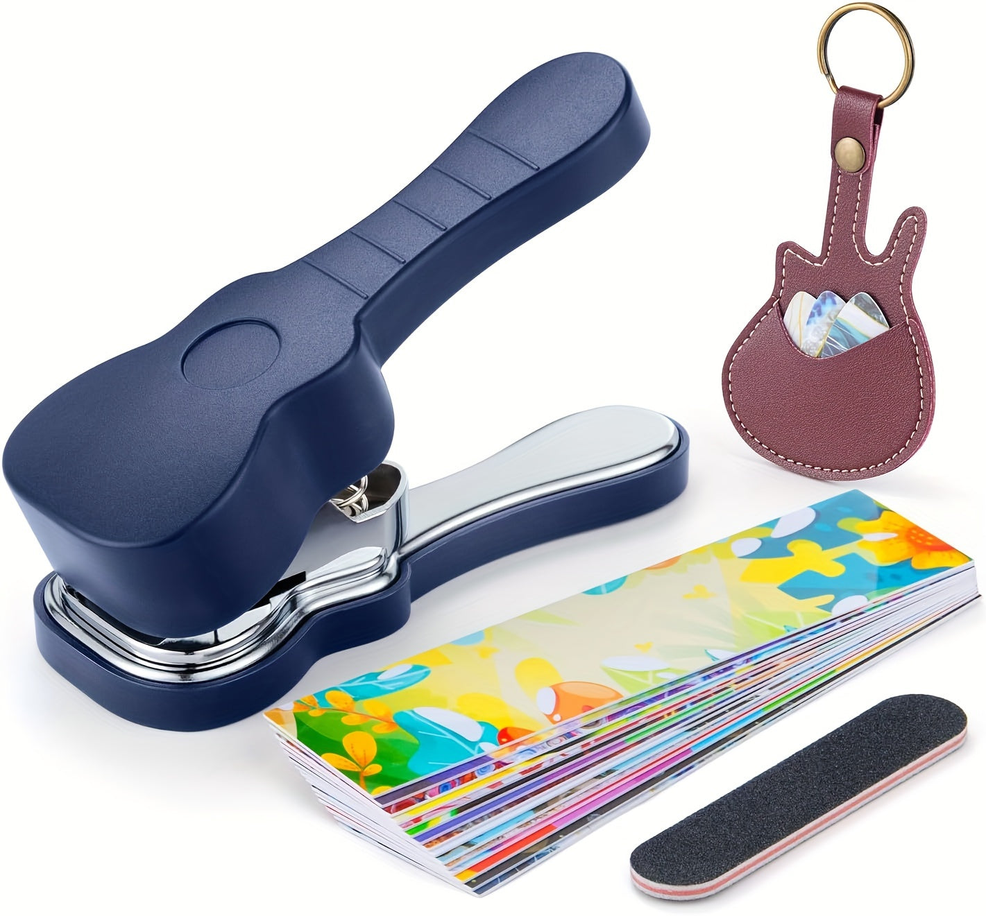 Bass Guitar Pick Punch Kit – Includes 15 Variety Pick Strips, Medium Guitar Pick Maker, Perfect Unique Gift for Guitar Lovers - Hiccupzz