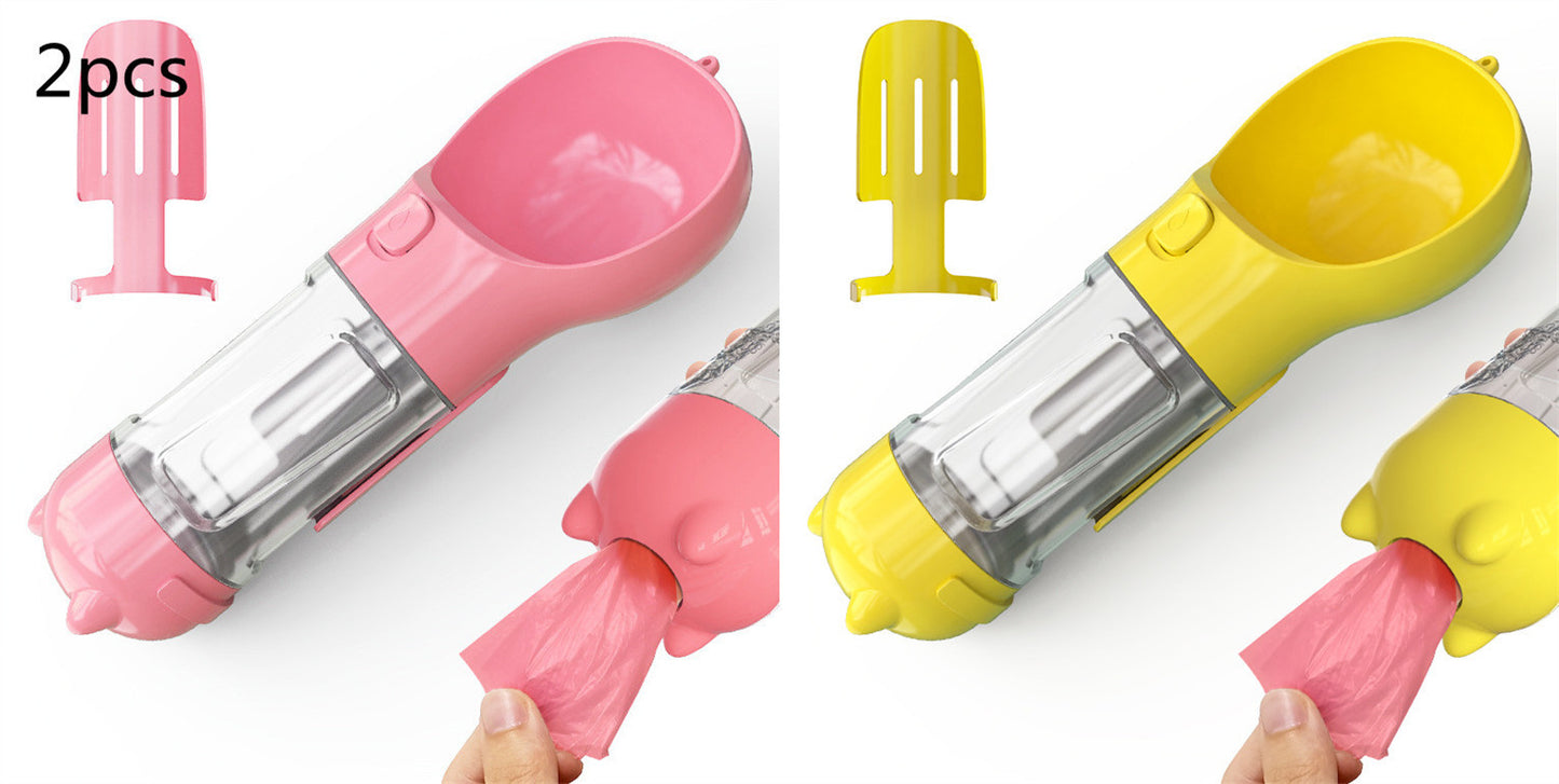Pet Water Bottle Feeder Bowl Garbage Bag Storage Portable Pet Outdoor Travel 3 In 1 Dog Water Bottle - Hiccupzz