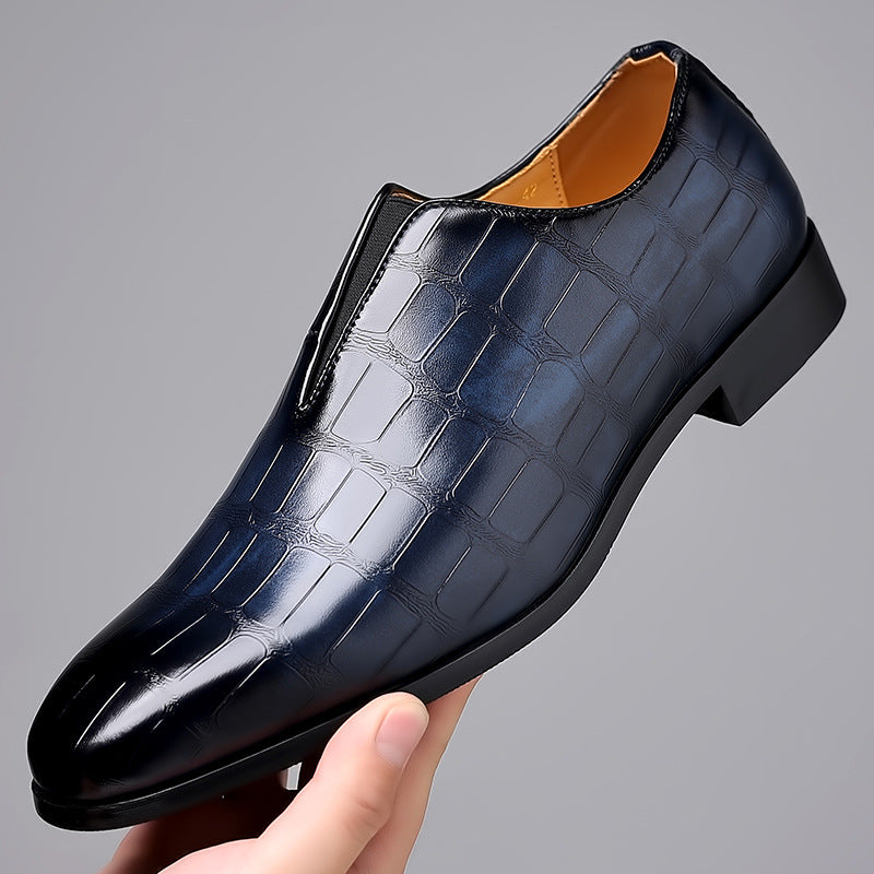 Stone Pattern Casual Leather Shoes Breathable Slip On - Hiccupzz