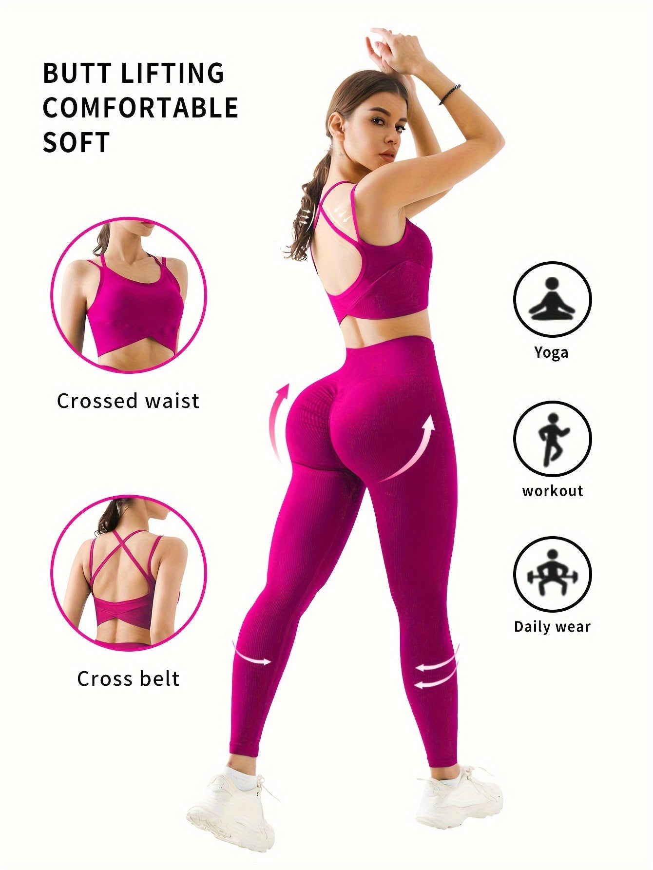 2pcs Women's Backless Sports Bra and Hip Lift Leggings Set - Perfect for Workouts and Running - Hiccupzz