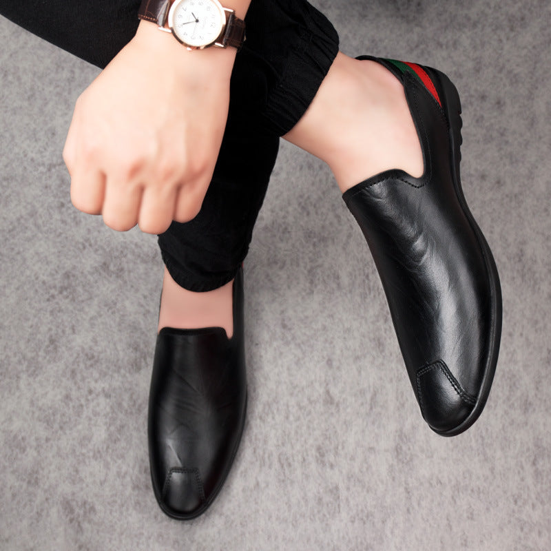 Men's Tods Casual Low-top Slip-on Leather Shoes Slip-on Plus Size Driving Shoes - Hiccupzz